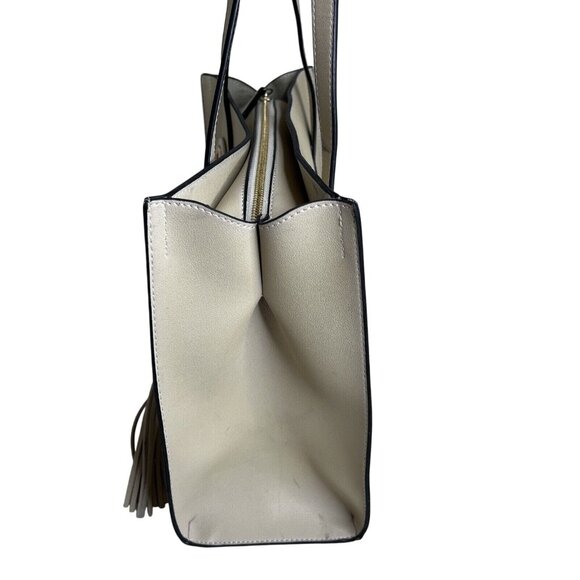 Miriade Cream Leather Tote Bag With Tassel Detail & Gold Hardware - Picture 2 of 6